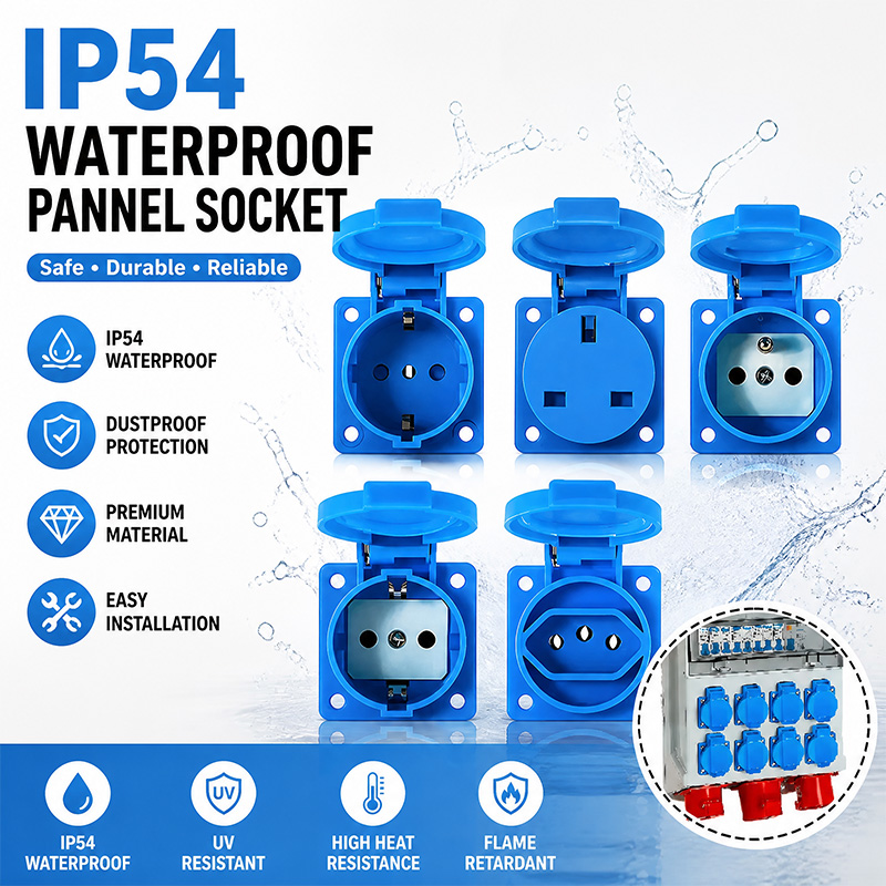 Outdoor Power Inlet Box - IP54 16A Waterproof Industrial Panel Socket