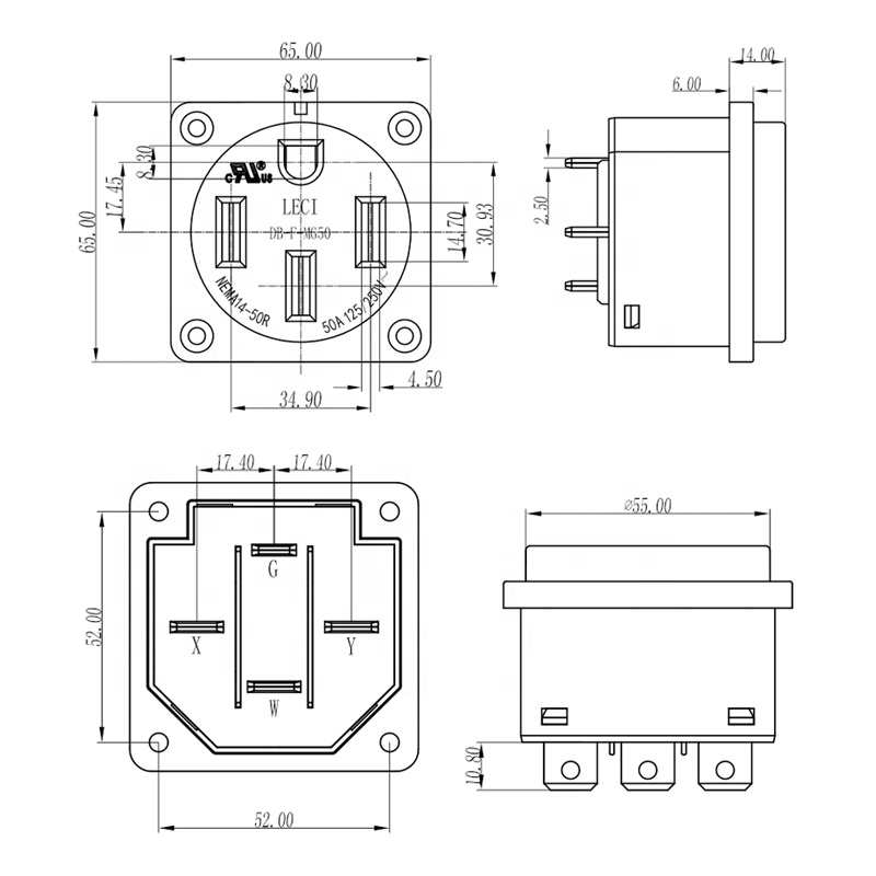 NEMA 14-50R Receptacle 50 Amp  - đánh giá và giá Outdoor Power Inlet Box